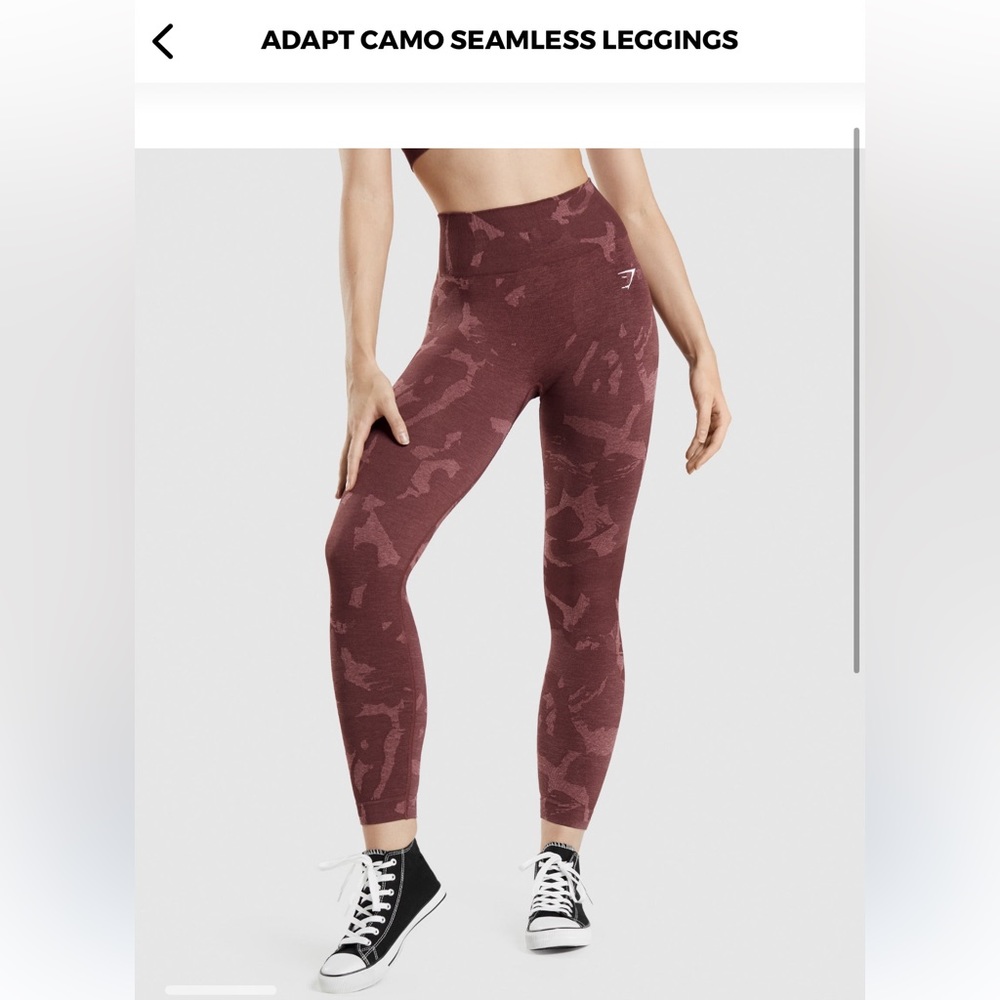Size S Gymshark Adapt Camo Seamless Leggings - Cherry Brown - Picture 1 of 2